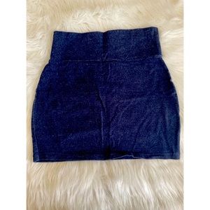 High Waisted Denim color Stretch Mini Skirt